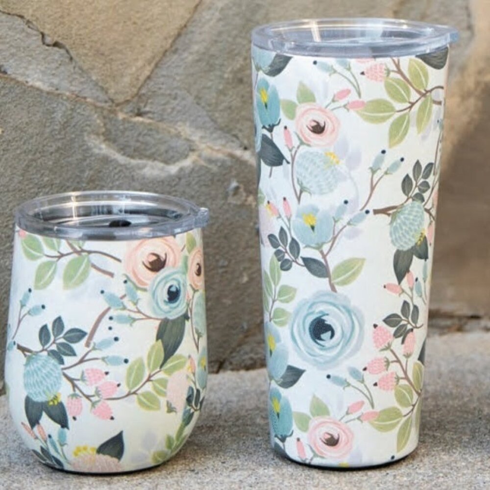 Mary Square Peach Floral 24 ounce Tumbler